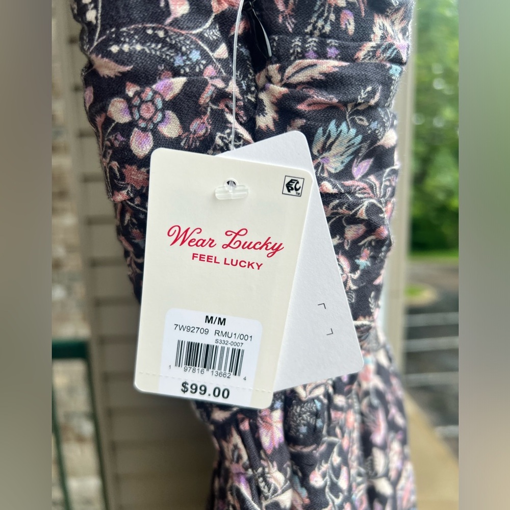 🆕 Lucky Brand Smocked Floral Boho Cottagecore Mini Sundress - Size M L - Picture 13 of 17